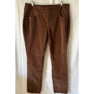 Jag High Rise Straight Leg Brown Corduroy Pull On Pants Size 16W